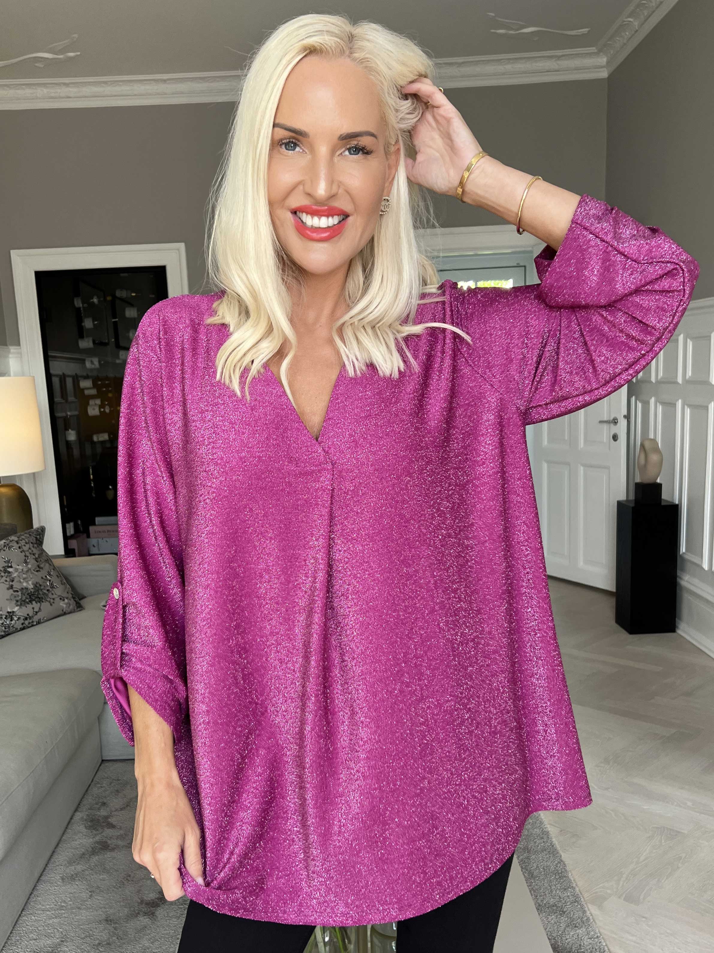 Larna Glitter - Tunika med glittertrådar och v-ringning